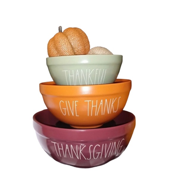 NEW Rae Dunn Ceramic Thanksgiving Mixing Bowls Set - Picture 2 of 4